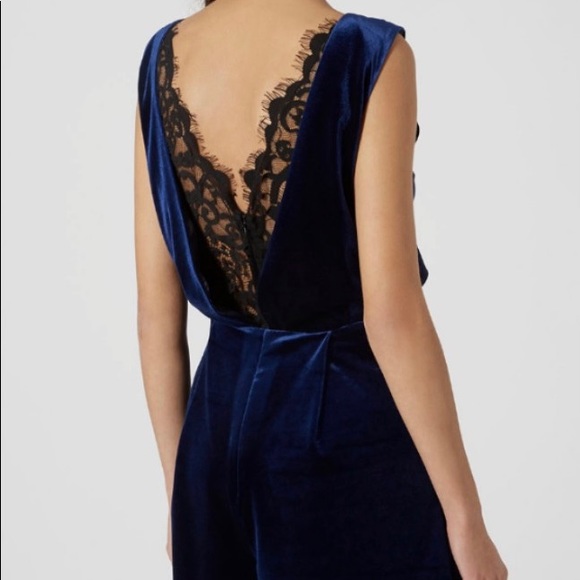 topshop blue velvet jumpsuit - Picture 4 of 4